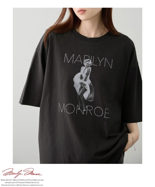 tシャツ マリリン・モンロー モノクロ実写フォトプリント ルーズ半袖T 