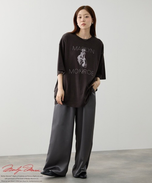 tシャツ マリリン・モンロー モノクロ実写フォトプリント ルーズ半袖T