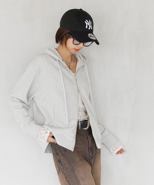 「PAGEBOY」 ジップアップパーカー MEDIUM モスグリーン レディース_画像6