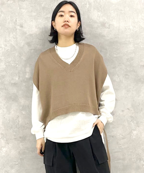 「JOURNAL STANDARD LUXE」 ニットベスト - ブラック レディース_画像2