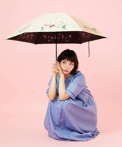 Jocomomola（ホコモモラ） 日傘 折りたたみ傘 「日傘」フラワー刺繍