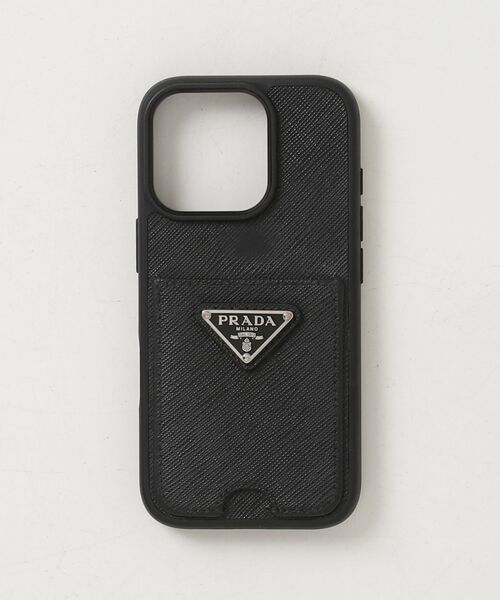 PRADA プラダ　iPhoneケース　サフィアーノレザー　三角ロゴ PRADA（プラダ） サフィアーノ 三角ロゴ iPhone ケース - ブラック