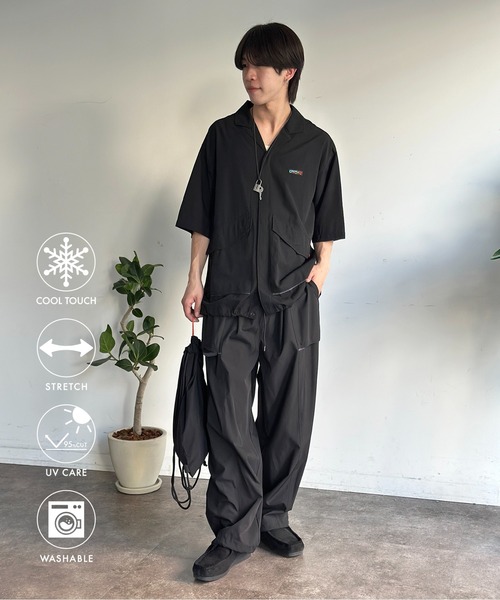【新品】UVカット & COOL セットアップ-Black- CPCM（シーピーシーエム） uvカット パンツ 「3点セット」ストレッチ