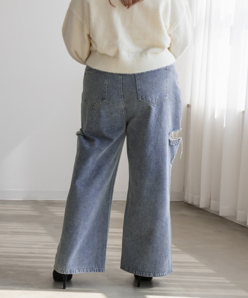 「CLETTE」 デニムパンツ 3L ブラック レディース_画像6