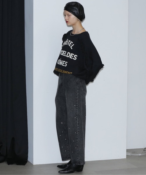 「ROSE BUD」 デニムパンツ MEDIUM ブラック レディース_画像4