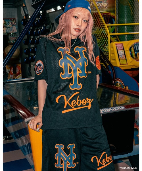 KEBOZ（ケボズ） tシャツ × MLB NEW YORK METS MESH TEE メンズ