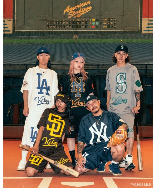応援グッズ KEBOZ MLB NEW YORK METS MESH TEE XL KEBOZ（ケボズ） tシャツ × MLB NEW YORK METS MESH TEE メンズ