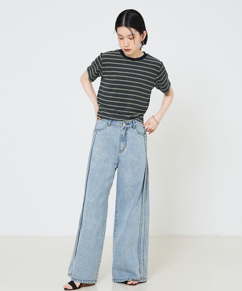「NOMINE」 半袖Tシャツ フリー モカ レディース_画像4