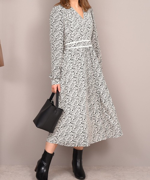 ワンピース レディース 小花柄レトロきれいめカシュクールロングワンピ Zozotown Paypayモール店 通販 Paypayモール