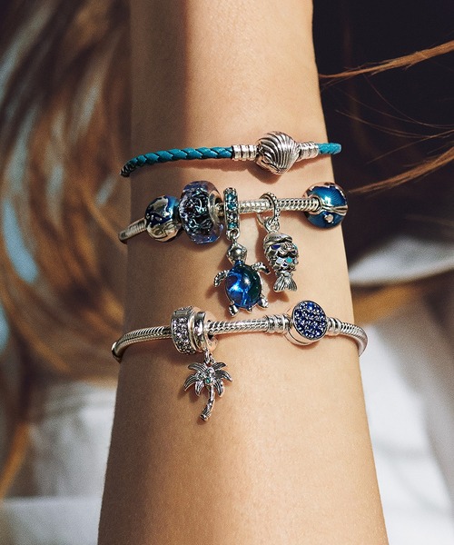 PANDORA チャーム ムラーノ ガラス シータートル ダングル