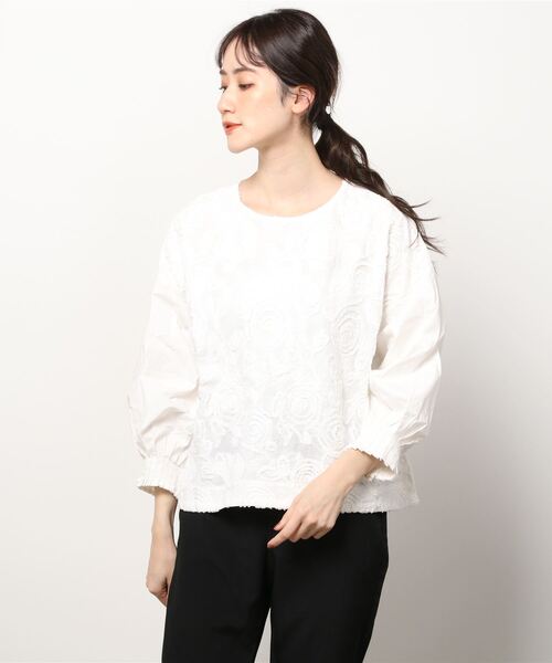ブラウス シャツ ALCEDO:ブラウス ローズ柄 レディース ブラウス シャツ ALCEDO:ブラウス ローズ柄 レディース