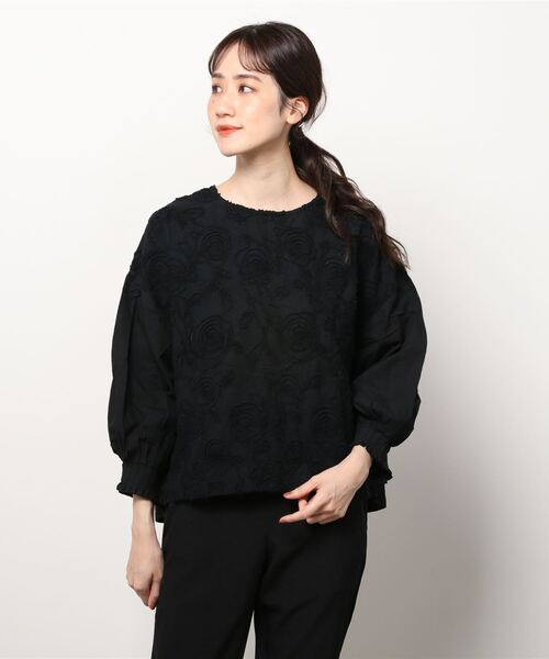 ブラウス シャツ ALCEDO:ブラウス ローズ柄 レディース ブラウス シャツ ALCEDO:ブラウス ローズ柄 レディース