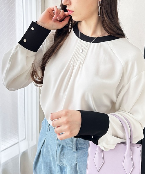 GeeRA（ジーラ） ブラウス シャツ 前後2WAY配色デザインブラウス