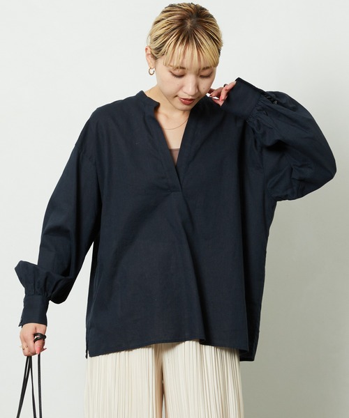 マルチサイズ ブラウス シャツ ボリュームスリーブスキッパーシャツ レディース