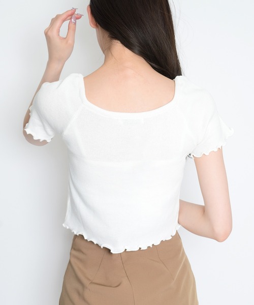 tシャツ スクエアネックリボントップス レディース : ZOZOTOWN