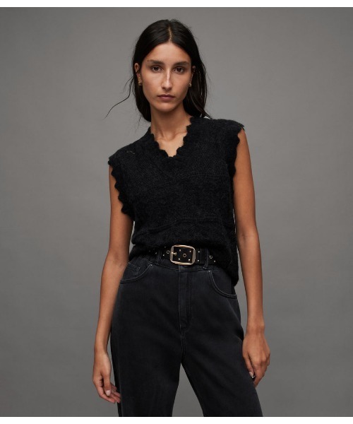 ALLSAINTS ベスト ジレ VANESSA LACE SCALLOP EDGE CROPPED TOP