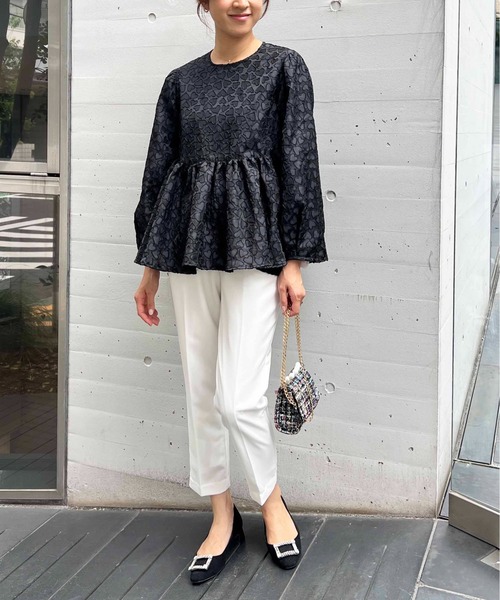 PICCIN PERLA ブラウス シャツ ハートジャガードペプラムブラウス