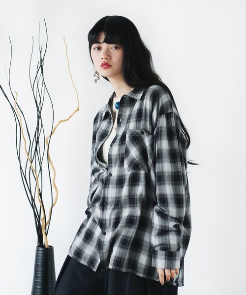 Aphlotus シャツ ダブルポケット オンブレーチェックシャツ 「セレクト