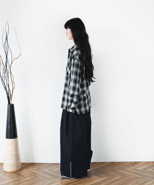 Aphlotus シャツ ダブルポケット オンブレーチェックシャツ 「セレクト