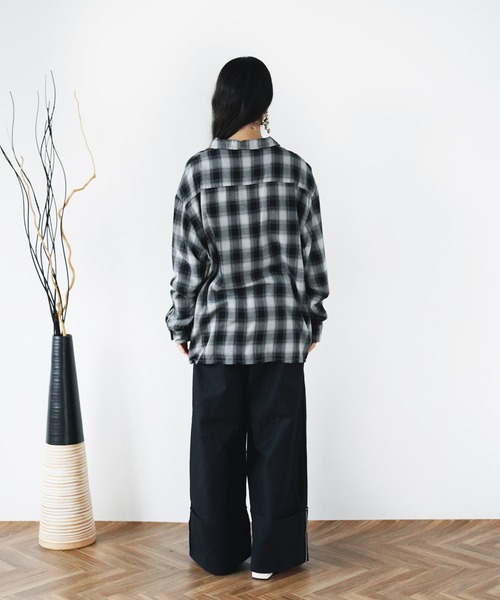 Aphlotus シャツ ダブルポケット オンブレーチェックシャツ 「セレクト