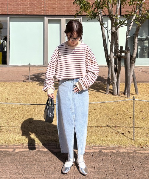 デニムスリットスカート I-SOOK（アイスー） デニムスカート センタースリットデニムスカート