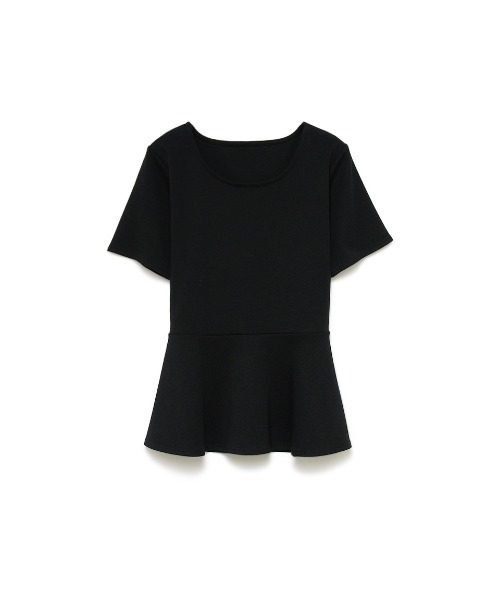 tシャツ ペプラムカットソー レディース Fit more tシャツ ドットオーガンジーアシメペプラムカットソー