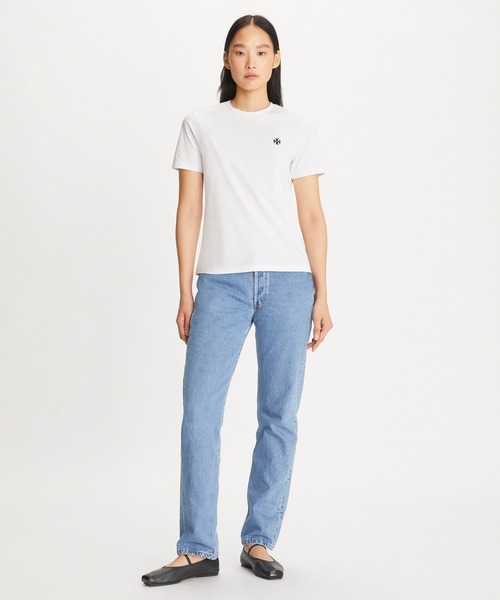 TORY BURCH tシャツ エンブロイダリー ロゴ Tシャツ レディース