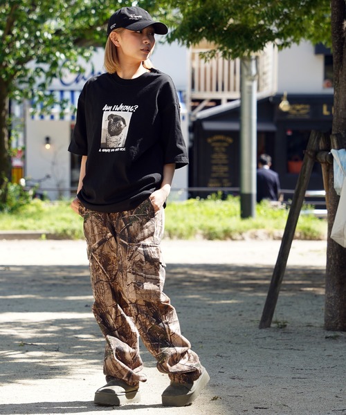 メンズ プリント Tシャツ シルエットデザイン ルーズ 5031001 tシャツ 「unisex」転写プリント Tシャツ / パグ プリントT