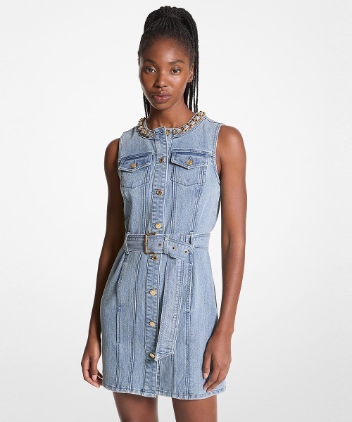 ワンピース デニム ドレス ウィズ チェーン レディース : 85767209  