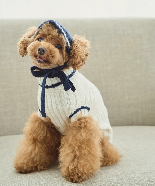 新品　犬服 E ニット　セーター ジョージ　パッチワーク ROPE' PICNIC（ロペ ピクニック） 犬 服 「DOG」リブ切り替えニット