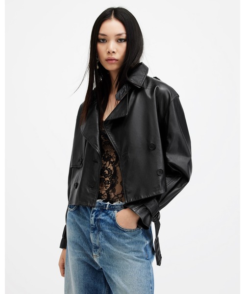 ディートリヒコート ALLSAINTS トレンチコート コート HENDRY CROPPED LEATHER