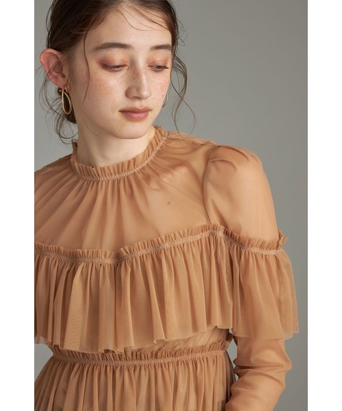 ブラウス シャツ シアーチュールブラウス レディース rectangle ブラウス シャツ シアーチュールトップス レディース