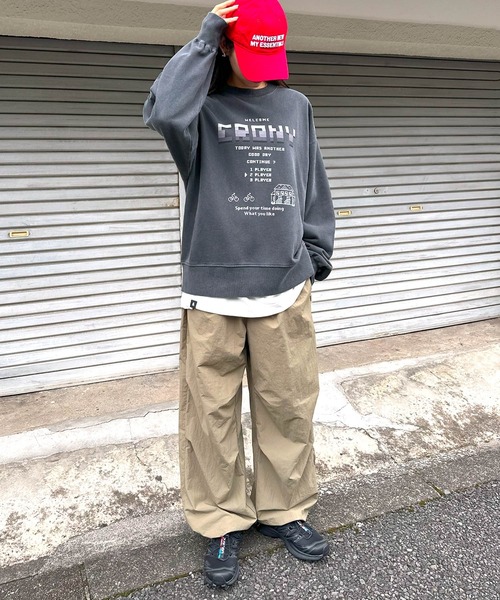 ANME トレーナー スウェット CRONYロゴプリント裏毛スウェットトップス