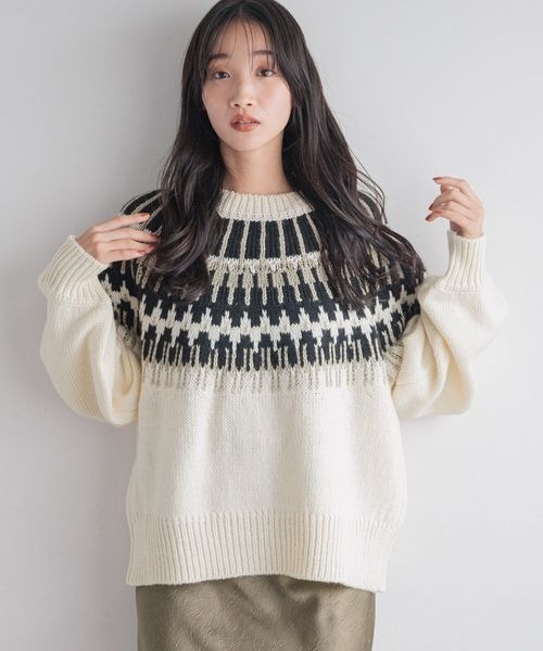 LOWRYS FARM カーディガン ノルディック2WAYカーディガン 250030