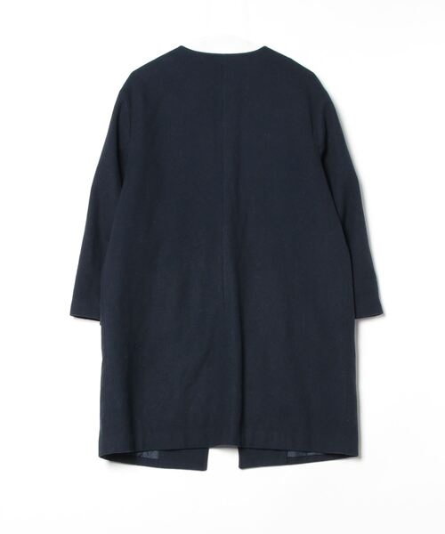 「URBAN RESEARCH」 ノーカラーコート FREE ネイビー レディース_画像2