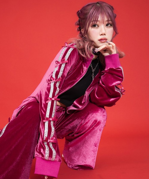 Diable baiser（ディアブルベーゼ） パーカー ビジューラインスタンド