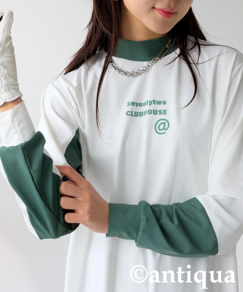 トップス cocha antiqua tシャツ 「STCH」リブカラー配色トップス レディース