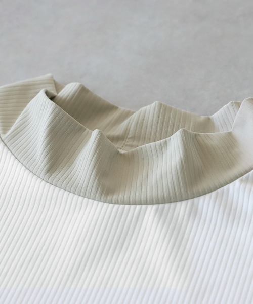 antiqua（アンティカ） tシャツ 「STCH」リブカラー配色トップス