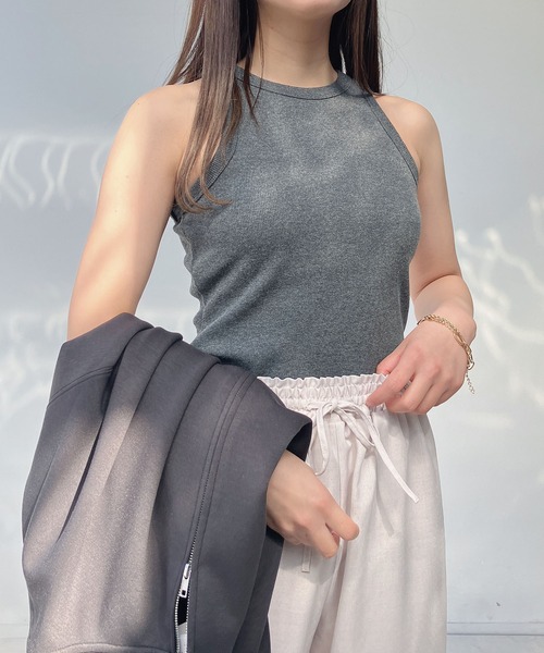 タンクトップ ノースリーブ 「夏のワードローブ」カップ付アメスリリブタンクトップ レディース AS KNOW タンクトップ ノースリーブ ○カップ付きアメスリタンク