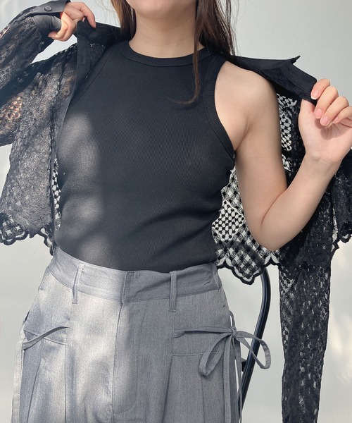 AS KNOW AS（アズノゥアズ） タンクトップ ノースリーブ ○カップ付き