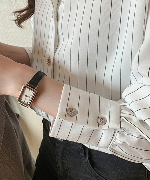 BLANC FICELLE ブラウス シャツ ピンストライプ シャツ レディース