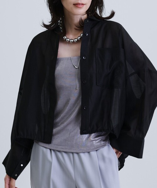 ブラウス シャツ 「再入荷」シアーローンステンカラーシャツ/シアーシャツ/シアートップス/夏服 レディース
