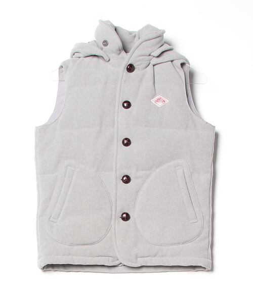 DANTON × BEAMS ダウンベスト 34 グレー レディース 牛革ボタン
