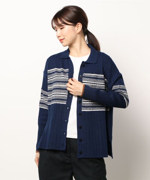 「NOMBRE IMPAIR」 ニットカーディガン FREE ネイビー レディース_画像4