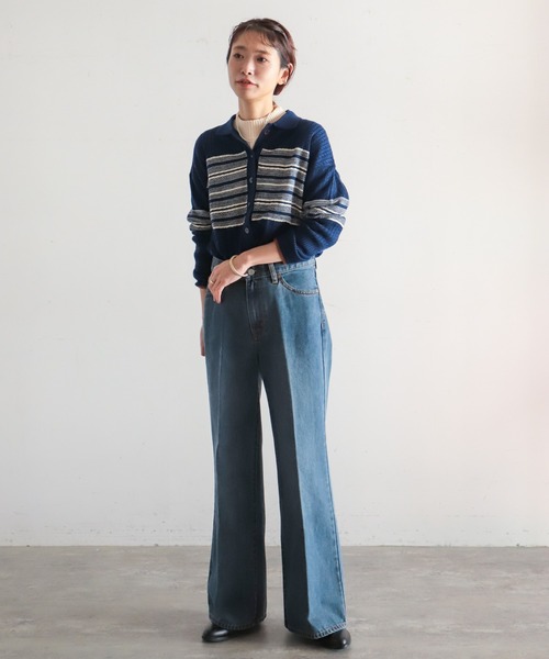 「NOMBRE IMPAIR」 ニットカーディガン FREE ネイビー レディース_画像7