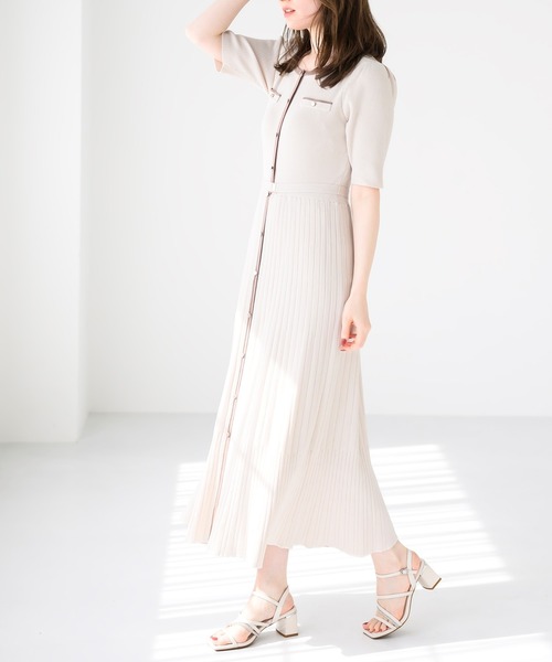 MISCH MASCH ワンピース 2025新作 クルーネック配色ニット