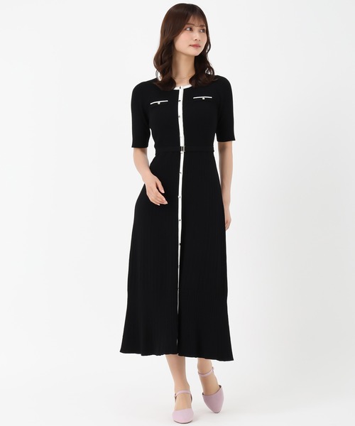 MISCH MASCH 配色ニットワンピース MISCH MASCH ワンピース 2025新作 クルーネック配色ニット