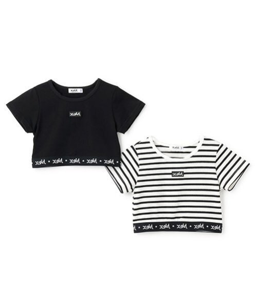 すぐ届く☆X-girl ベビーTシャツ ロゴ 旬な着こなしに◎ X-girl Stages tシャツ ロゴウエストショート丈半袖Tシャツ