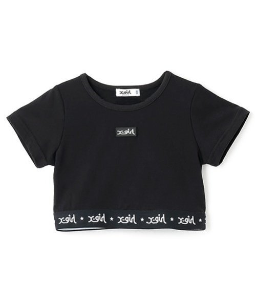 すぐ届く☆X-girl ベビーTシャツ ロゴ 旬な着こなしに◎ X-girl Stages tシャツ ロゴウエストショート丈半袖Tシャツ