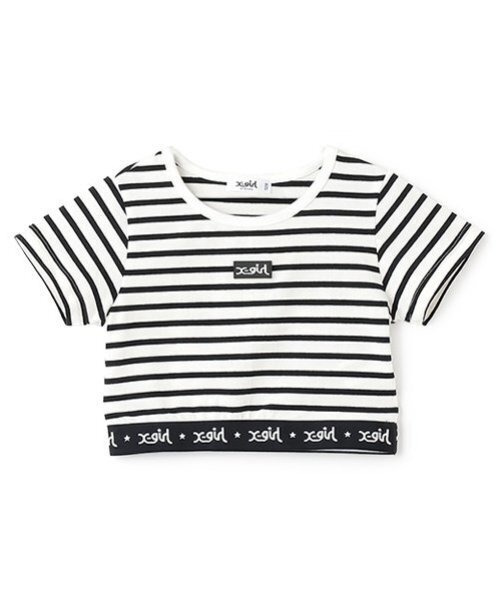 X-girl Stages tシャツ ロゴウエストショート丈半袖Tシャツ